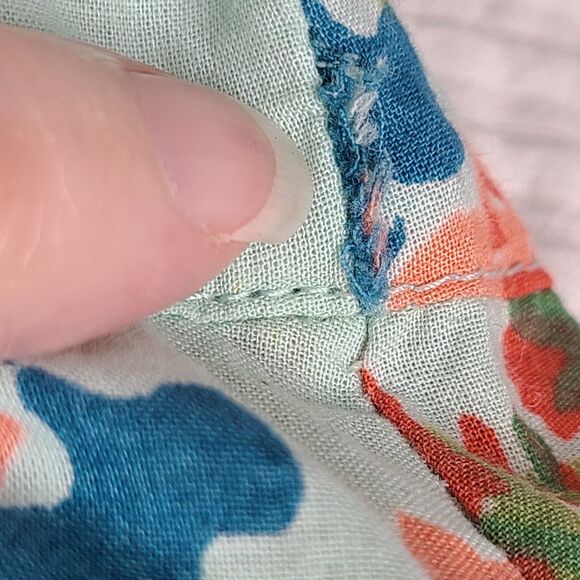 April Cornell Porch Dress L Cotton Midi Floral Cottagecore Sleeveless Pockets ** - Picture 12 of 13